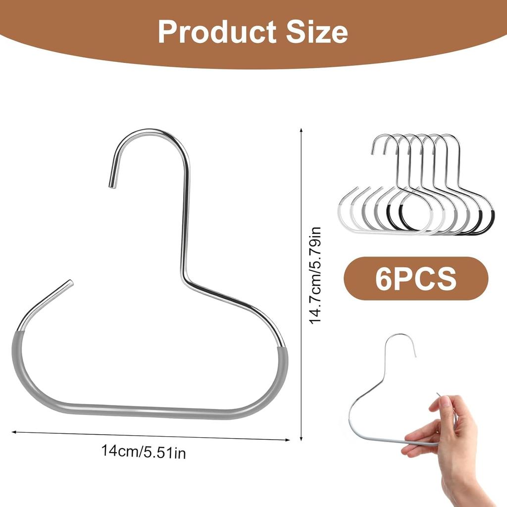 6 Count Hat Organizer Hanger, Baseball Closet Cap Rack Holder for Space-Saving, Scarf Organizer Hanger for Baseball Caps, Beanies, Belts, Scarf