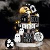 Halloween Tiered Tray Decor Set Cute Tray Decorations Halloween Wooden Signs Rustic Decoration For Home Table Party Supplies