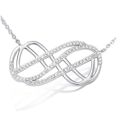 [L4603] - Silver Necklace 'Infini' Silver White (rhodium-plated) - 30x15 Mm