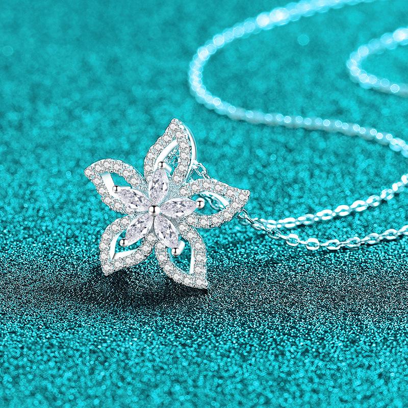 Moissanite Woman Pendant Sier Necklace For Women Chains Party Bridal Fine Jewelry 925sterling Silver Necklace