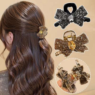 Rhinestone Small Hair Claw for Women Girls Korean Back Head Hair Grab Clip Glitter Shining Jewelry Decoration Styling Hairpins