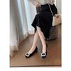 Rhinestone Light Mouth Square Head Silver with Skirt Single Shoes Women's New Leather Mary Jane Shoes Ladyshoes