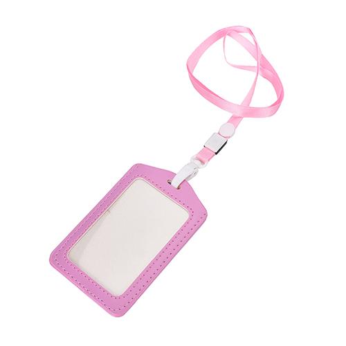 Vertical Transverse Plastic Id Name Card Holder Work Badge W/ Lanyard