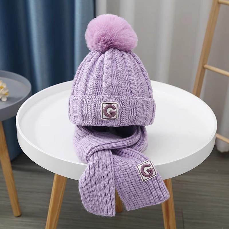 Children's knitted hats and scarves suits for men and women in autumn and winter thickened warm ear protection baby hoods
