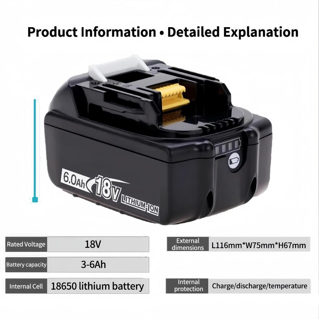 Universal 18V Lithium Battery for Makita Power Tools