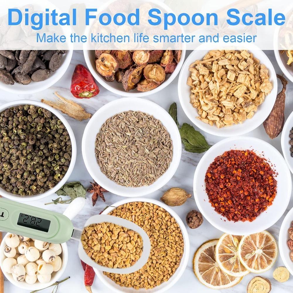 LCD Display Electronic Food Scale Beige Light Green Electronic Spoon Scale Kitchen Baking