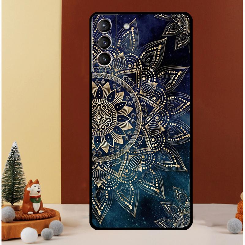 Elegant Mandala Floral Design Case For Samsung Galaxy S23 S24 Ultra S8 S9 S10 S22 Plus Note 10 20 Ultra S20 S21 FE Cover