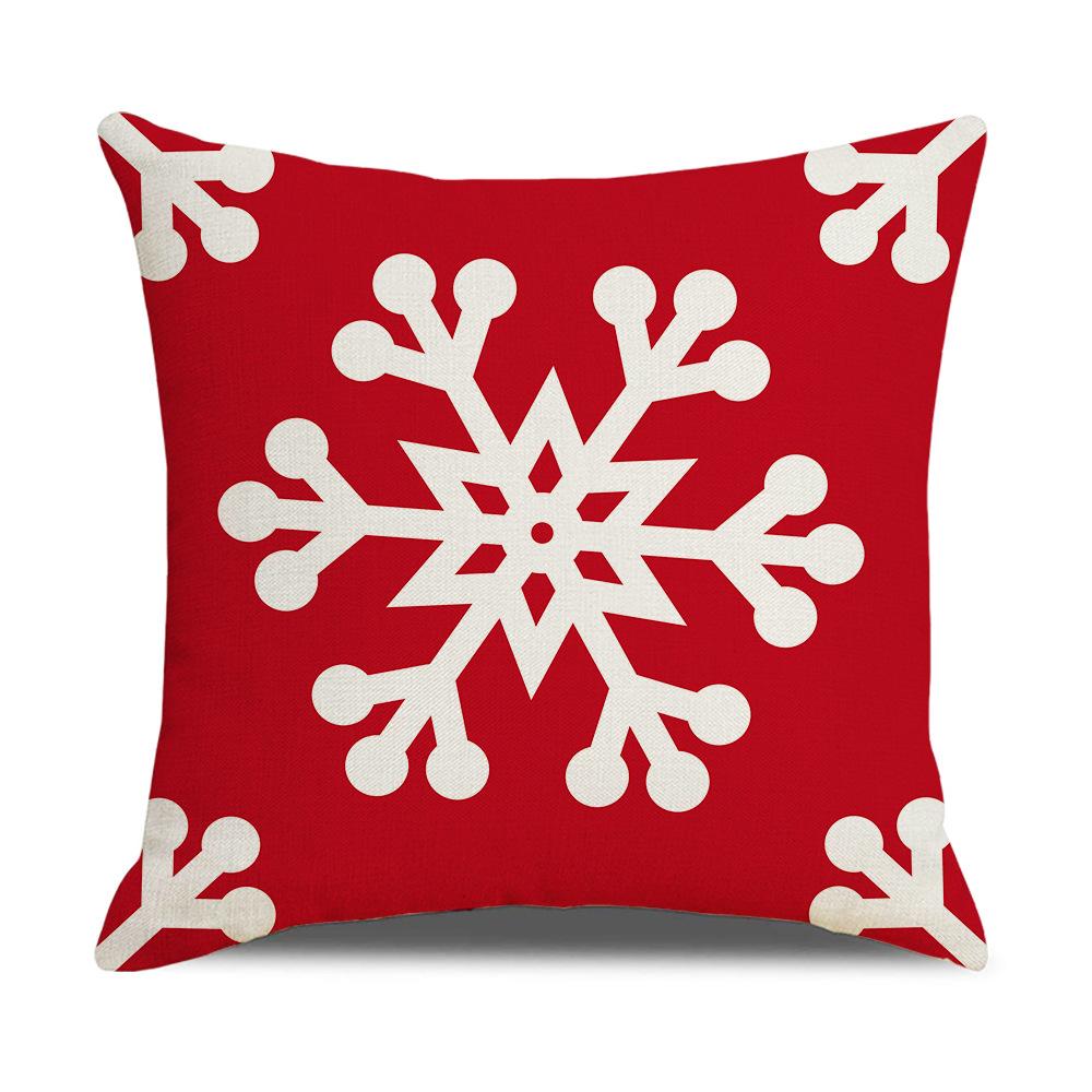 New Red and White Christmas Pillowcase Homewares Cartoon Elk Linen Sofa Pillowcase
