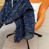 Jeansjackor för kvinnor Trendig Långärmad Knäppt Skjortjacka Jeansjacka med Tryck