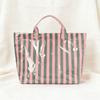 1pc Pink Vertical Stripe Tote Bag, Large Capacity Lightweight Design, with Soft-Touch Handle and Minimalist Silhouette,Women Bag