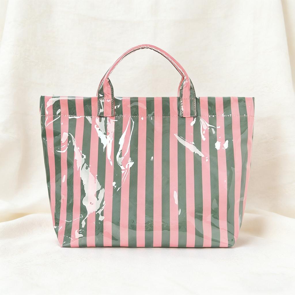 1pc Pink Vertical Stripe Tote Bag, Large Capacity Lightweight Design, with Soft-Touch Handle and Minimalist Silhouette,Women Bag
