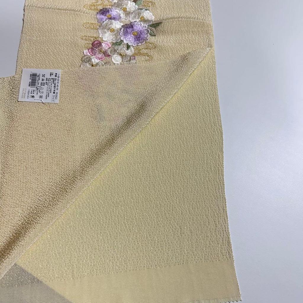 Used Final Price Reduction - Limited To 20 Items - New - Made In Japan - Silk - Chirimen Fabric - Embroidery - Obiage 985
