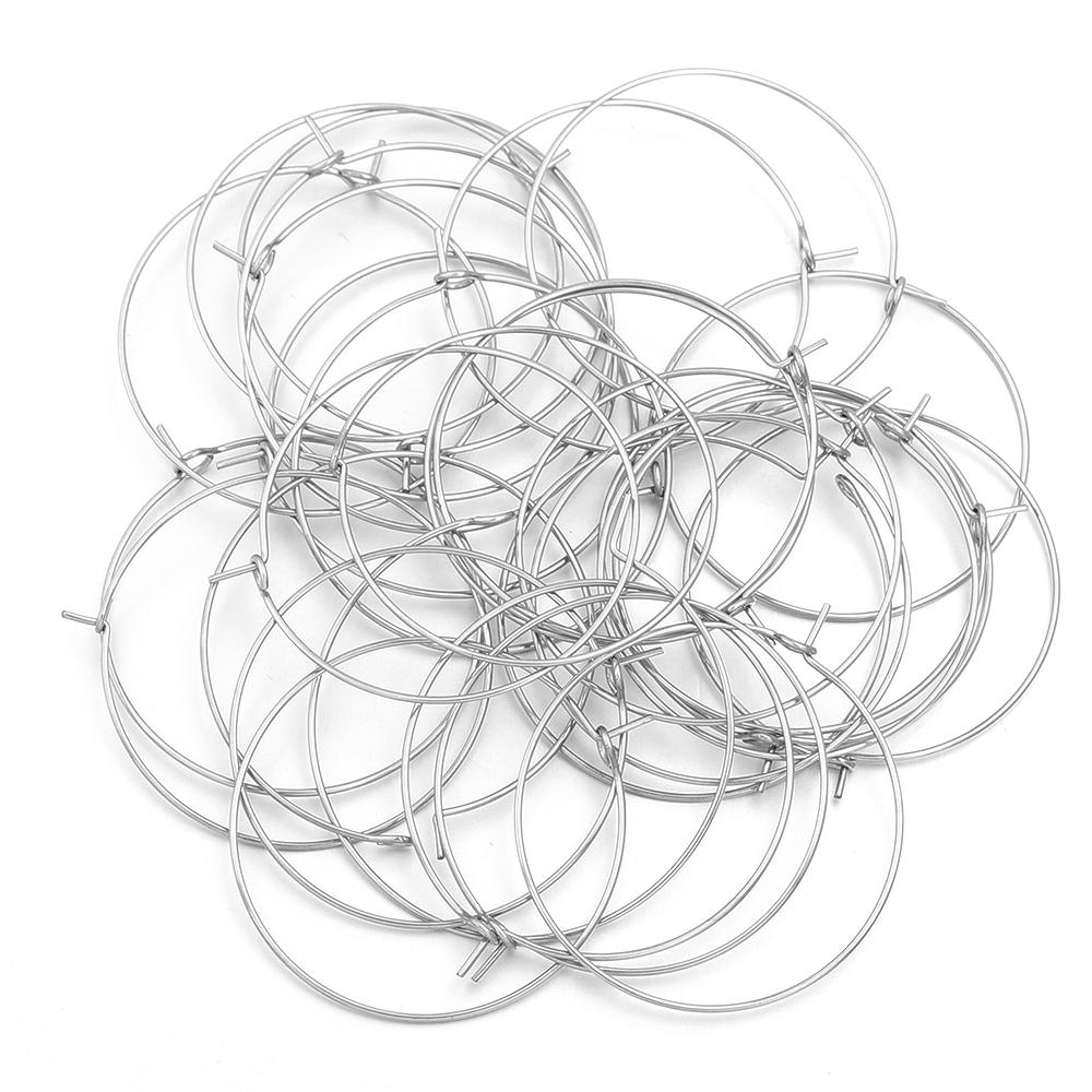 30pcs 20 25 30 35mm Stainless Steel Hoops Earrings Round Big Circle Ear Wire Hoop Wires For DIY Jewelry Making Earrings Supplies