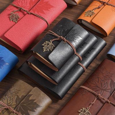 Retro Travel Journal: Soft Leather Loose-Leaf Notebook, Customizable Travel Stamp Book with Logo Option