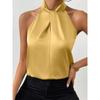 Hanging Neck Sleeveless Imitation Silk Top Halterneck Sleeveless Imitation Silk Tops