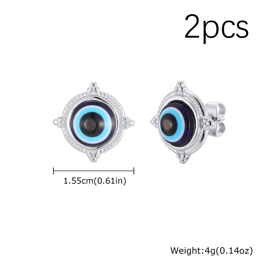 Fashion Unique Round Lucky Evil Eye Stainless Steel Stud Earrings for Men Women Hypoallergenic Stylish Piercing Jewelry Gifts