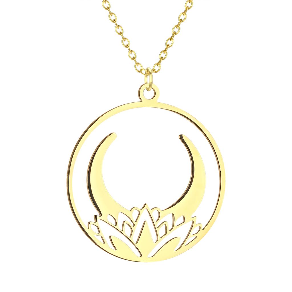 Kinitial Raindrop Cloud Whale Ghost Hand Flower Horse Meditation Moon Stainless Steel Pendant Necklace For Women Jewelry Gift
