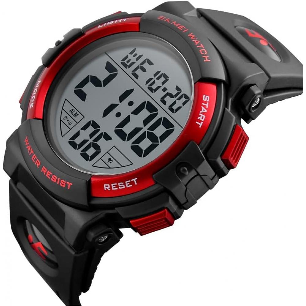 Datirzyx Men S Waterproof Digital SportS Watch Large Screen diSplay Alarm  Red 