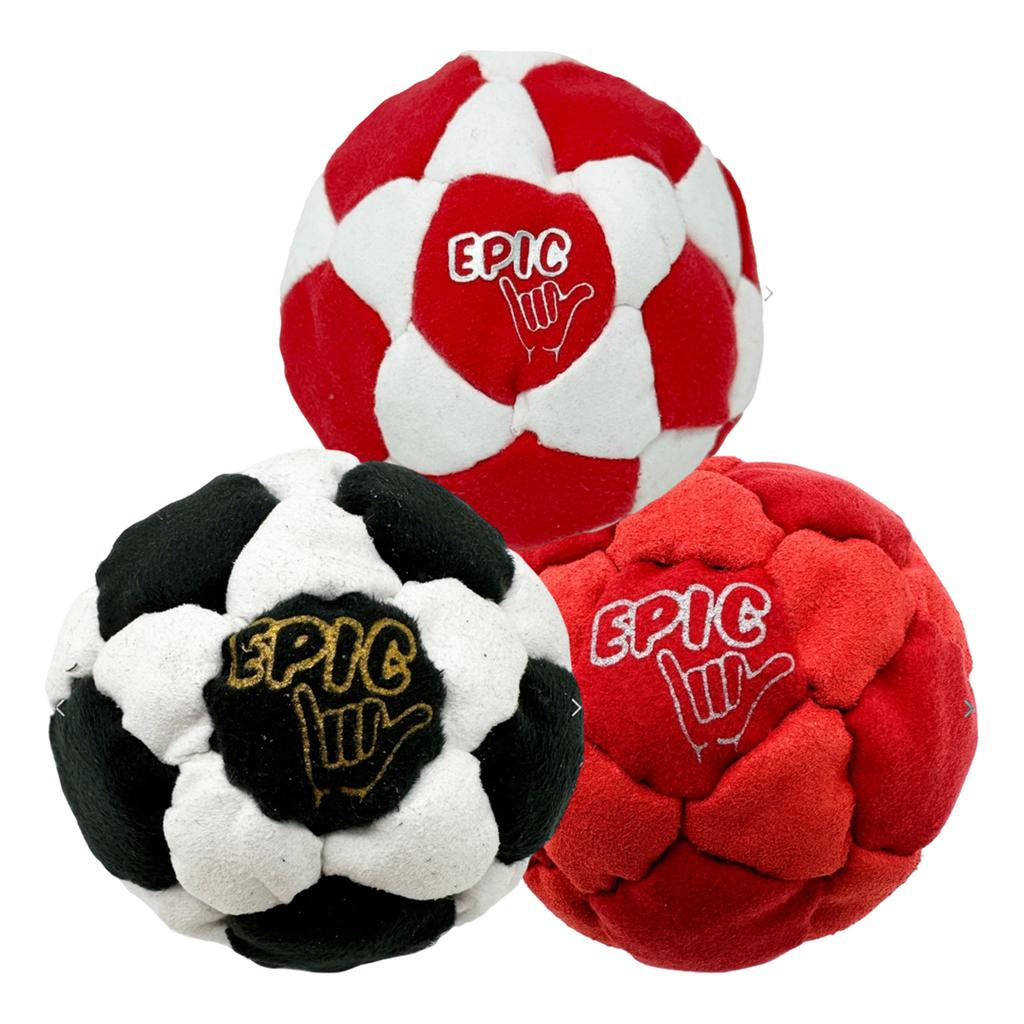 Epic 3pcs Handmade Woven Footbag Set with Carrying Bag Outdoor Adult Fun Crochet Foot Sack Sandbag for Recreational Use
