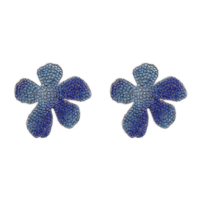 Leichter Luxus Schwerindustrie Eingelegt mit Diamanten Blumenohrringe, Süße Temperament Ohrstecker