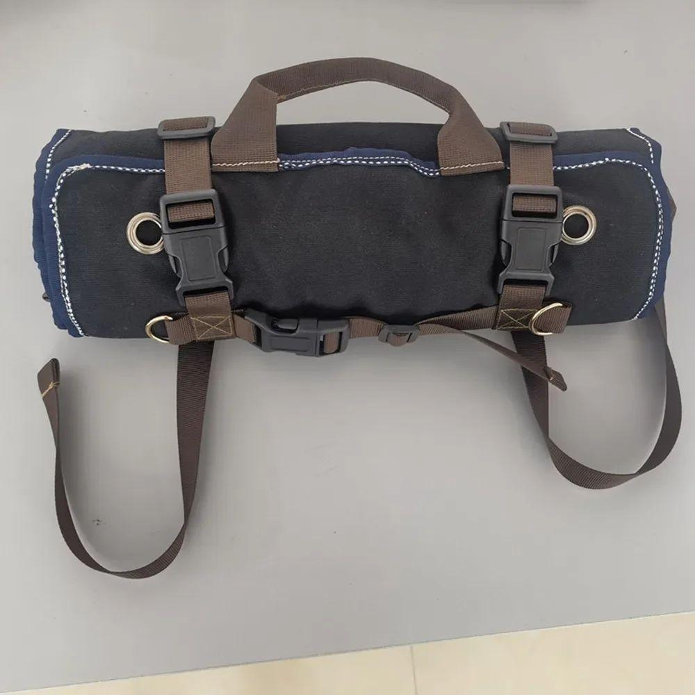Heavy-Duty Waxed Canvas Tool Roll Bag Roll Tool Roll Up Bag Sturdy 15-Pockets Roll  Electrician