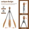 11 Inch Food Tongs Wood Cooking Tongs with Wood Tips and Stainless Steel Handle Locking Wood Tong for Cooking Serving Grilling
