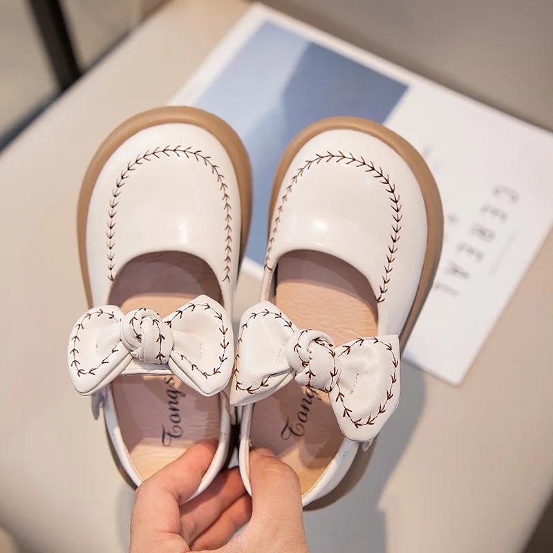 

Туфли для девочки с круглым носком, кожаные, осенние, детские, принцесса, на плоской подошве, для танцев, одинарные, Мэри Джейн, детские туфли 23-insole14.5CM