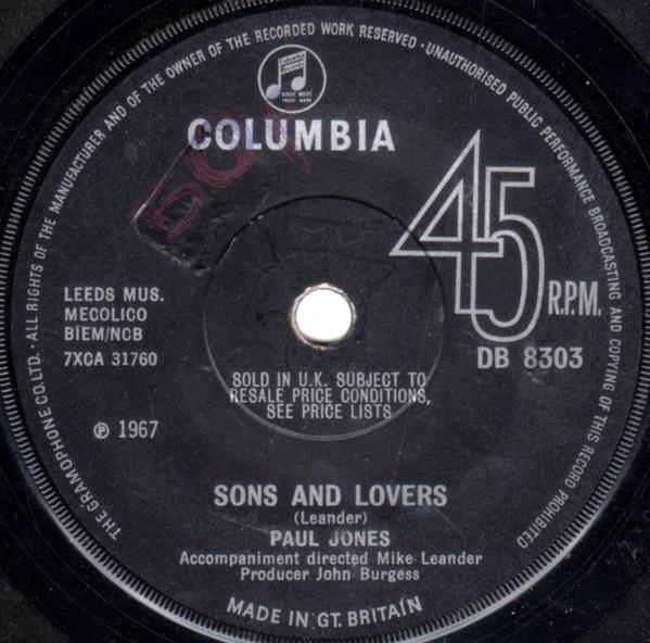 

7inch Record PAUL JONES Sons And Lovers DB8303 Columbia 1967 UK Pop Used