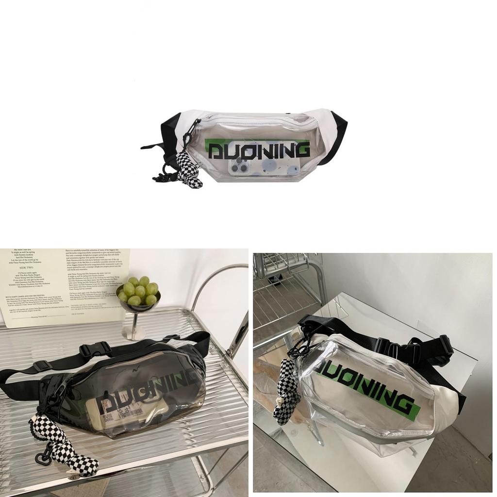 Pvc Transparent Shoulder Bag For Women With Letter Design And Zipper Closure