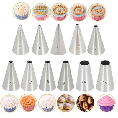 2PCS Small Round 304 Stainless Steel Piping Nozzles For Cake Decorating, DIY Baking Cream Writing Tools