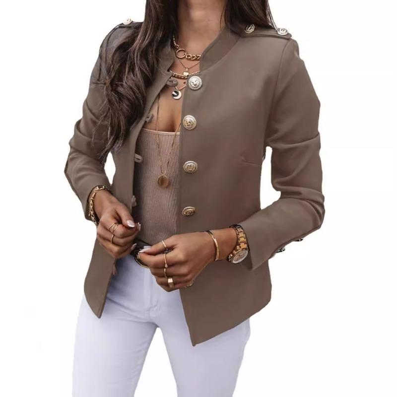 Women's Clothing European American Long-sleeved Slim-breasted Short Suit Jacket Blazer