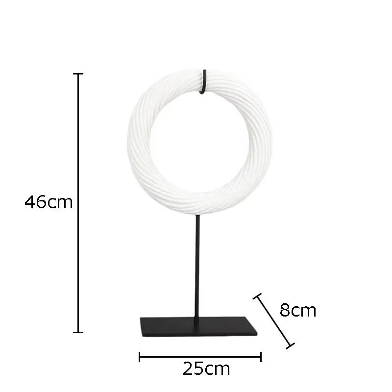 Creative Twisting Rope Circular Ring Geometric Statue Desk Decoration White Circle Sculpture Ornaments Room Aesthetic Decor
