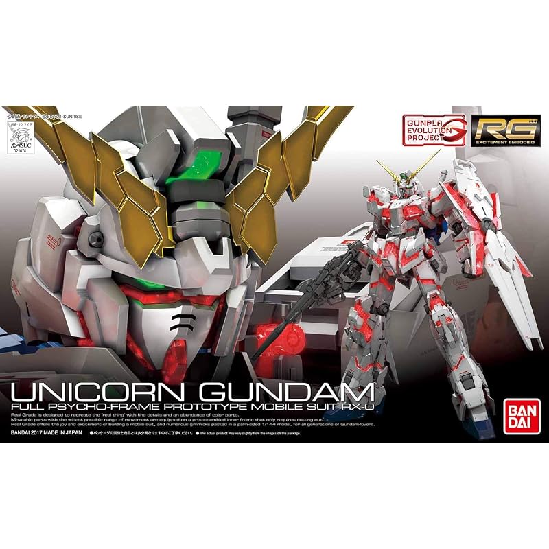 BANDAI SPIRITS RG Mobile Suit Gundam UC Unicorn Gundam 1/144 Scale Pre-Colored Plastic Model Kit