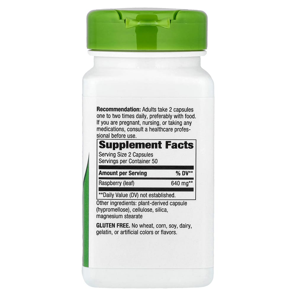 Nature's Way Raspberry Leaf 640mg Veggie Capsules, 100 Count (320mg per Capsule)