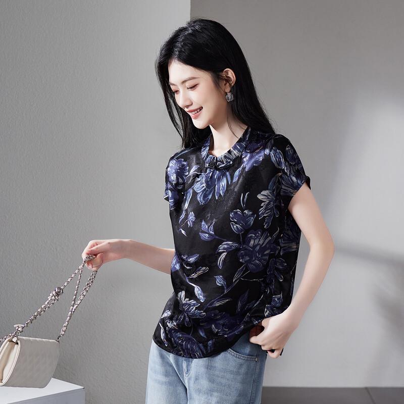 SOFSIL Women s New Chinese Style Printed Silk Blend Shirt L