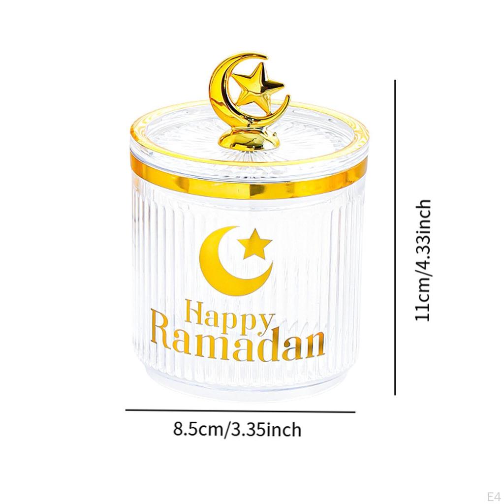 Eid Mubarak Candy Jar Food Organizer with Lid Multi-Purpose Storage Box