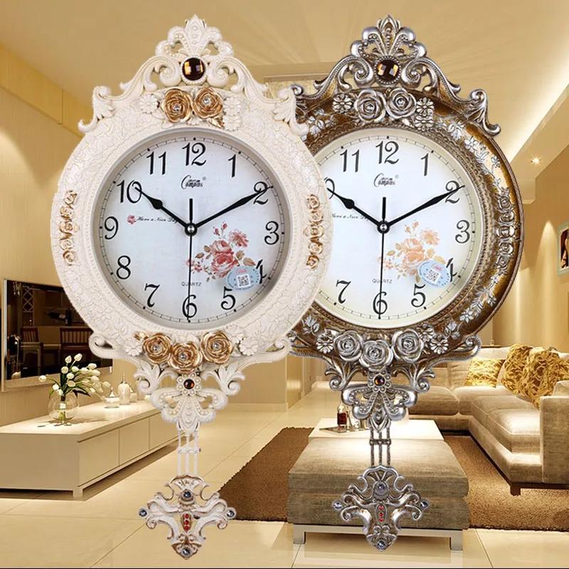 Vintage Large Swing Wall Clock Pendulum Clock Wall Decor Kitchen Living Room Decoration Shabby Chic Horloge Murale Quartz SC156