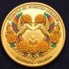 Mexican Day of the Dead Themed Commemorative Coin, Marigold, Life Wheel, Emperor Butterfly, Double Hummingbird Gold, Double-sided Relief Gold Coin
