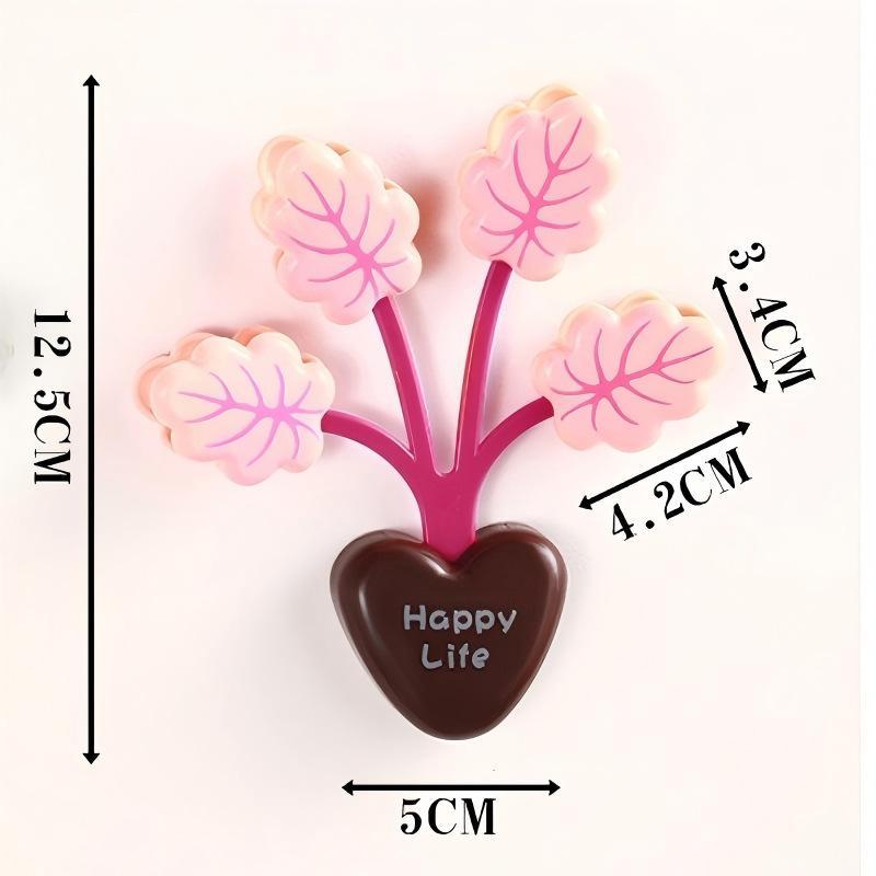 Adorable Plant Magnetic Sealing Clips Strong Grip Vibrant Color Decorative Clips for Kitchen Food Bag Sealing розовый