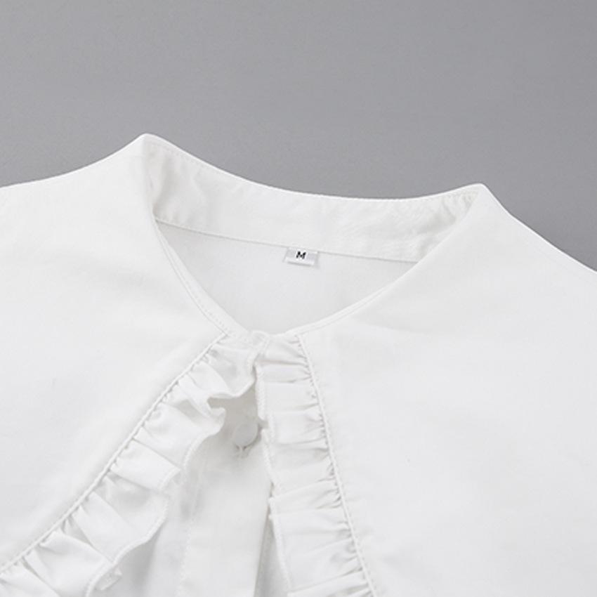 European Winter French-Style Peter Pan Collar Shirt for Women - Trendy White Commuting Top