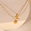 MamacitaSlay Classic Hammered Texture Star Sun Pendant Handmade Beads Three-Layer Stacked Necklace Women's jewelry on the neck