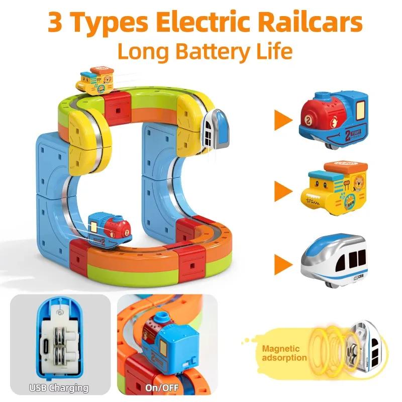 DIY Assembly of Railway Track Car Building Block Set Magic Electronic Train Track Children's Educational Toys Christmas Gifts