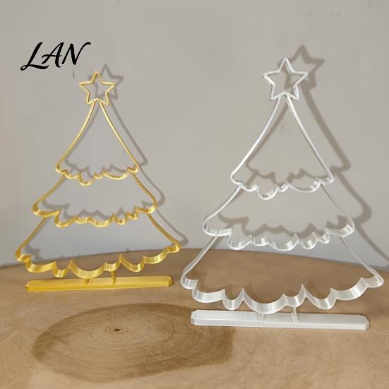 Christmas Party Supplies 3D Printed Hollow Tree Ornament, Modern Minimalist Festive Durable Pla Ornament Gifts Sculpture, Decorative Tabletop