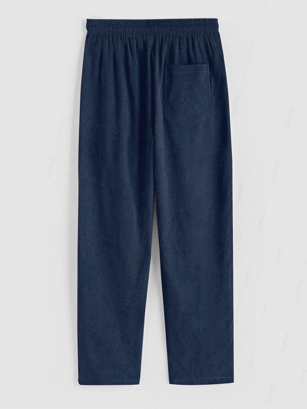 ZAFUL Мужские минималистичные однотонные прямые повседневные вельветовые брюки — фото 3