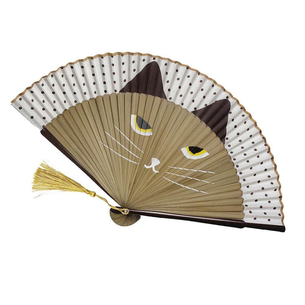 

Популярный Прекрасный Домашний Декор Голова Кошки Шелковые Веера Ручные Складные Веера Японский Стиль Ручные Веера коричневый