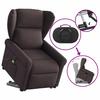 Massage Chair with Rising Function Dark Brown Fabric