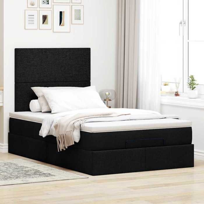 Maison Exclusive - Cadre de lit ottoman avec matelas noir 120x200cm tissu