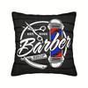 Barber Shop Throw Pillowcase - Vibrant Polyester Cushion with Scissors & Pole Design, Machine Washable, Zipper Closure, Contemporary Style for Living