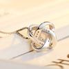 Zircon Studded Clover Pendant Necklace Trendy Silver Jewelry for Women