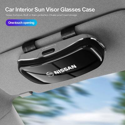 Emblème de voiture Étui à lunettes pour pare-soleil Rangement pour lunettes de soleil Boîte cadeau Pour Sylphy N7 Teana Qashqai Note Navara Juke GTR Tiida Leaf